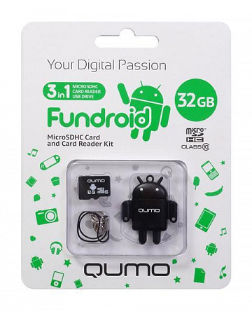 QUMO FUNDROID USB-картридер + карта памяти Micro-SD 32GB