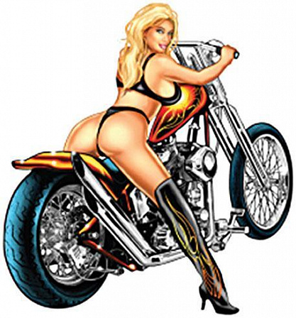 Наклейка винил: Дама на мотоцикле