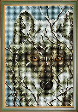 Алмазная мозаика "Одинокий волк" 20х30 см