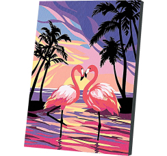 Картина по номерам ?Фламинго на закате? (30х20 см, 13 цветов)