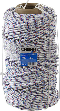 СИБИН полипропиленовый фал с сердечником (d=6 мм, 100 метров)
