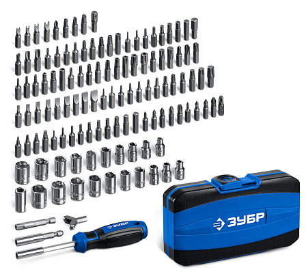 ЗУБР "Профессионал" Б122 набор бит с отвёрткой (122 предмета)