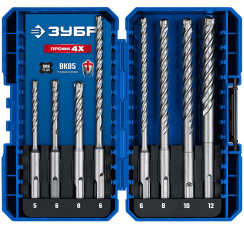 ЗУБР "ПРОФИ-4Х" набор буров SDS-plus (8 шт.)