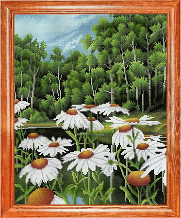 Алмазная мозаика "Лесные ромашки" 40х50 см