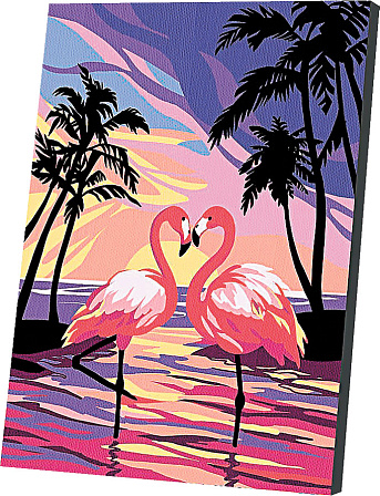 Картина по номерам  ?Фламинго на закате? (30х20 см, 13 цветов)