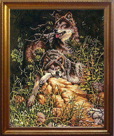 Алмазная мозаика "Волчья пара" 40х50 см