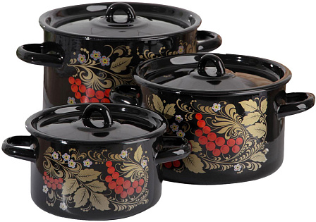 Набор эмалированных кастрюль "Рябина"