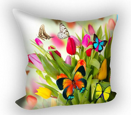 Фото-наволочка "Тюльпаны и бабочки"