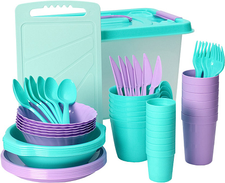 Набор посуды для пикника на 6 персон (52 предмета)