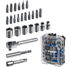 ЗУБР "Профессионал" трещотка с насадками "Компакт 26"