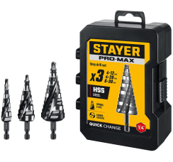 STAYER "Pro-Max" набор сверл ступенчатых (3 шт.)