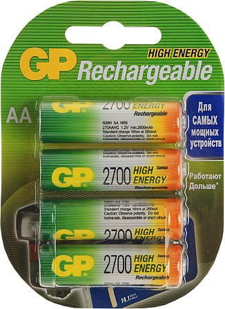 GP набор аккумуляторов (AA, NI-MH, 2700мАч, 4 шт.)