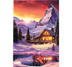 Алмазная мозаика ?Домик в горах? (20х30 см)