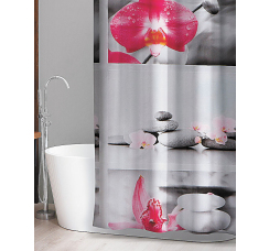 Штора для ванны ?Камни и орхидея? (180х180 см)