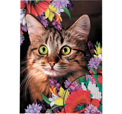 Алмазная мозаика  ?Кот в цветах? (30х40 см)